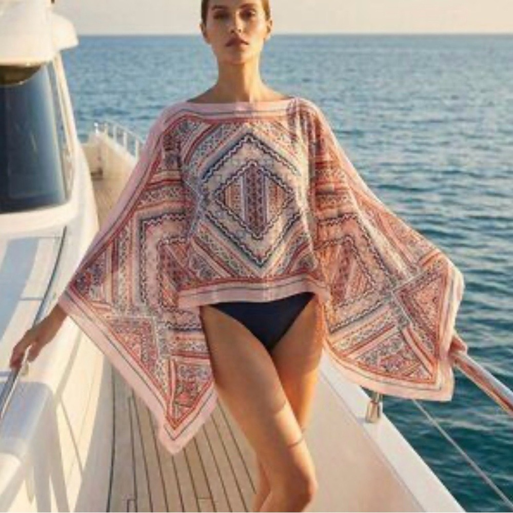 Crosstree Lane Elegant Geometric Swim Cover-Up Sheer one size NWT‎